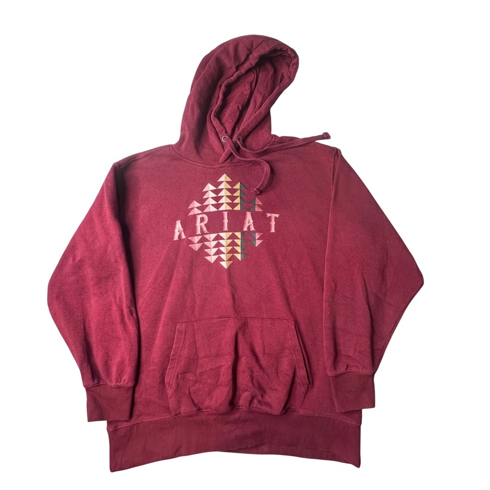 Ariat Hoodie Womens XL Real Beartooth Hood Burgundy Geometric Graphic Pullover